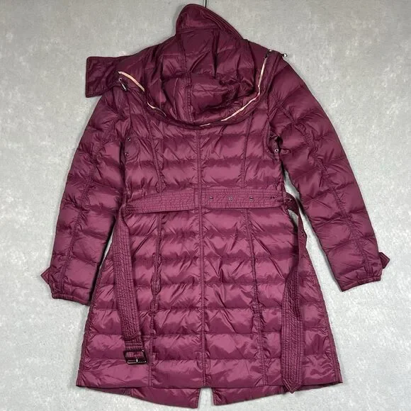 Burberry BRIT Double Breasted Parka Coat Puffer Down Hooded Belt Nova Check XS - Picture 10 of 15